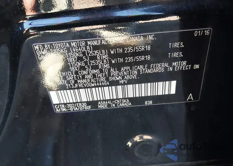 2016 Toyota Rav4 Se из США, поврежденный, VIN 2T3JFREV0GW444464